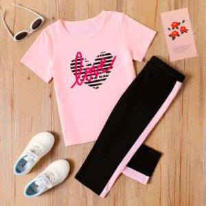 Girls Tracksuit Baby Pink Love