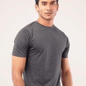 Men Plain T-Shirt Half Sleeves Charcoal