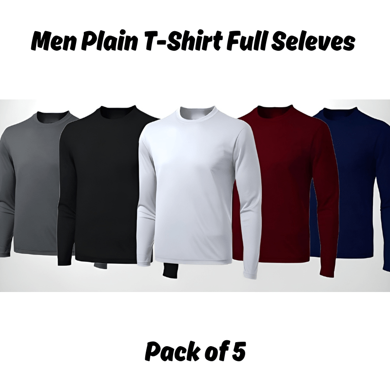 Men Plain T-Shirts Full Sleeves