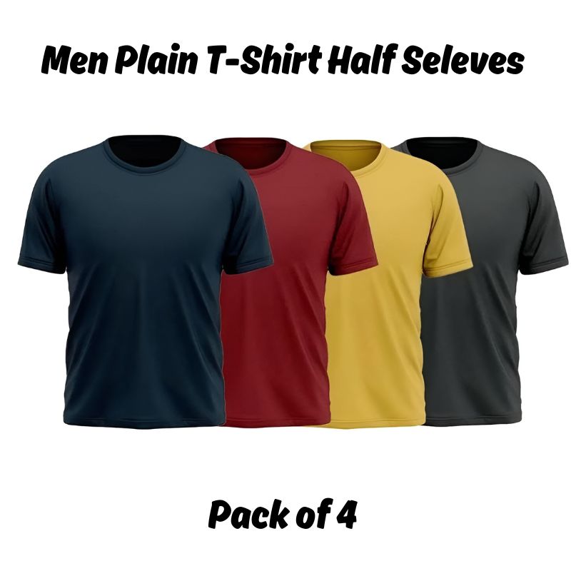 Men Plain T-Shirts Half Sleeves Pack of 4