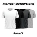 Men Plain T-Shirts Half Sleeves Pack of 4