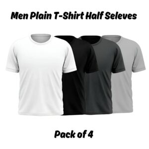 Men Plain T-Shirts Half Sleeves Pack of 4