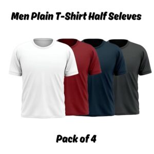 Men Plain T-Shirts Half Sleeves Pack of 4