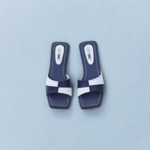 Women Shoes Flats Check Design Blue