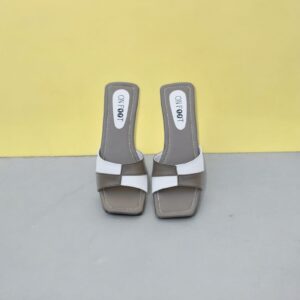 Women Shoes Flats Check Design Olive-Grey
