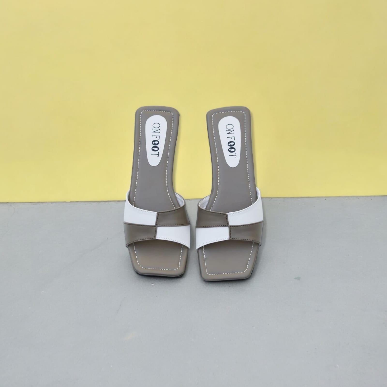 Women Shoes Flats Check Design Olive-Grey