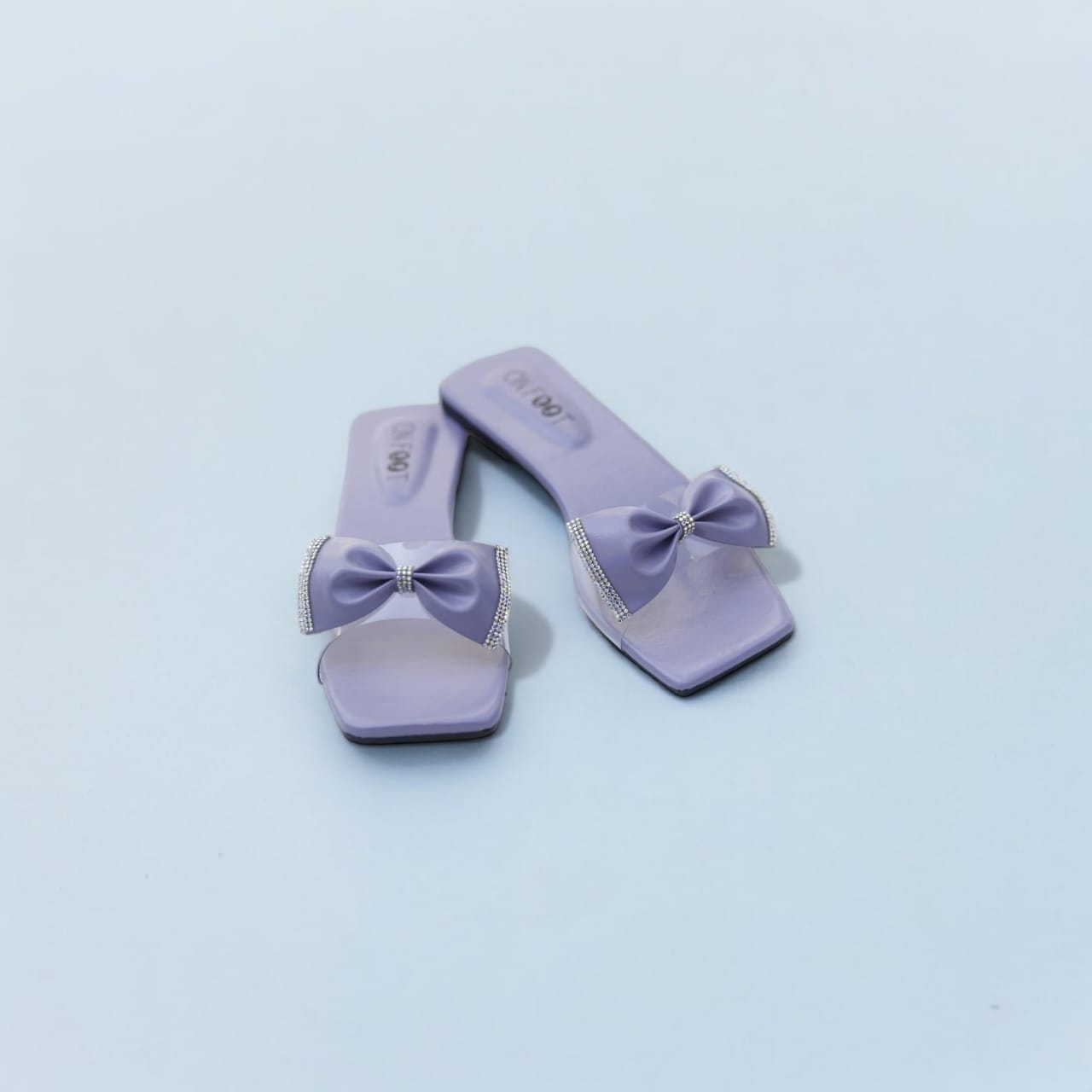 Women Shoes Flats Crystal Tie Purple