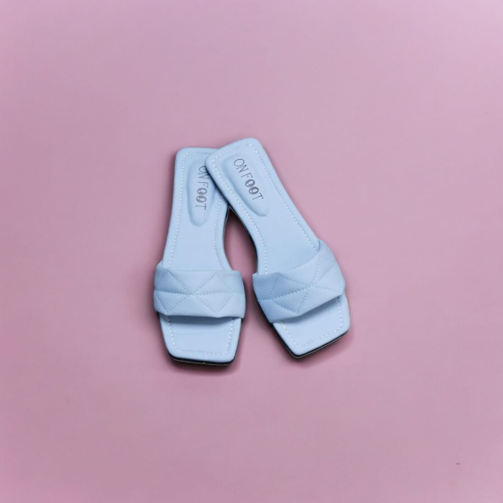 Women Shoes Flats Stitched Design Light Blue