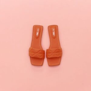 Women Shoes Flats Stitched Design Orange