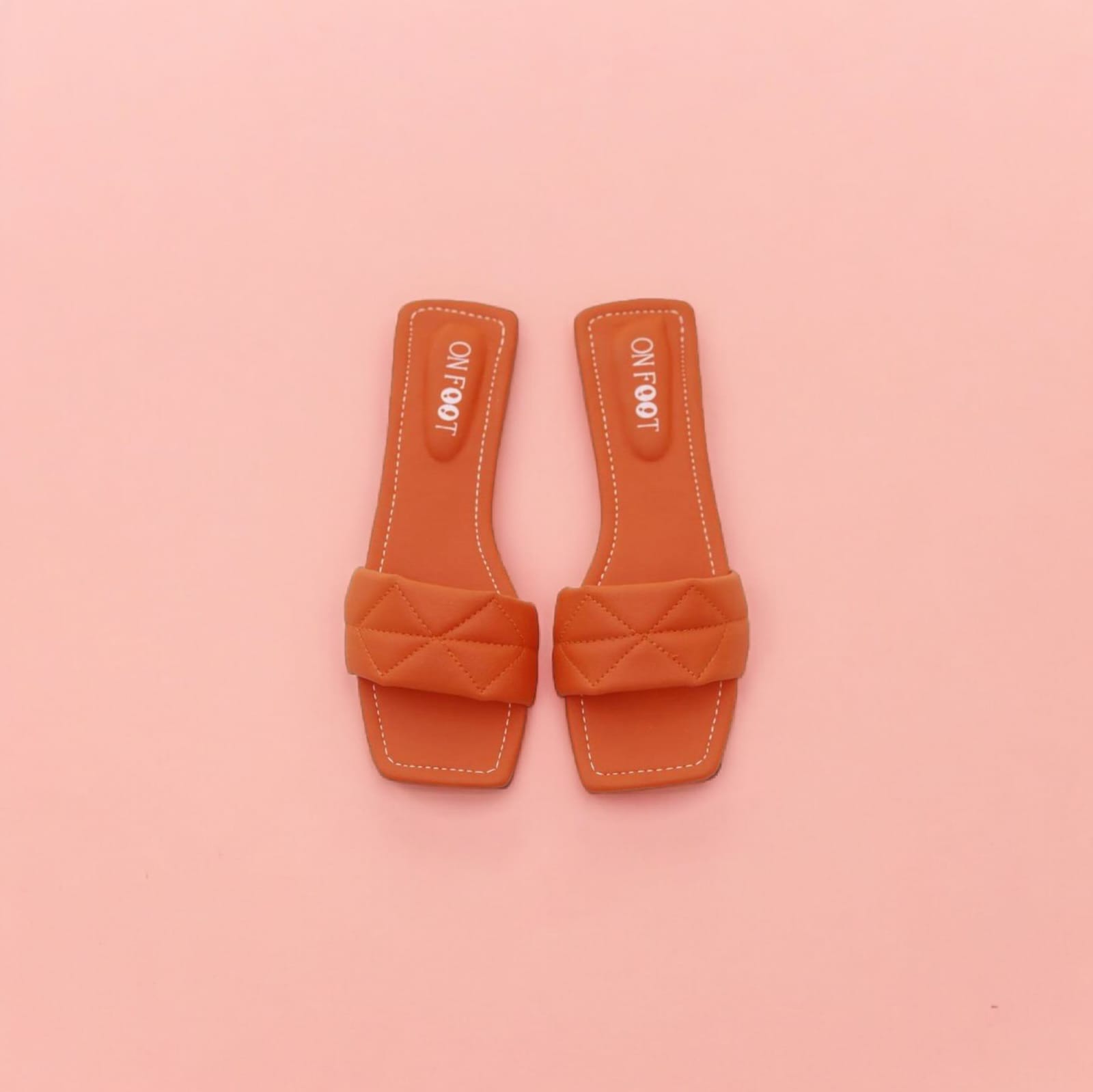 Women Shoes Flats Stitched Design Orange