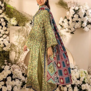 Winter Unstitched Digital Printed 3Pc (Green) - Image 3
