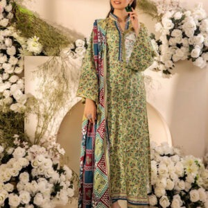Winter Unstitched Digital Printed 3Pc (Green) - Image 4