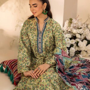 Winter Unstitched Digital Printed 3Pc (Green) - Image 5
