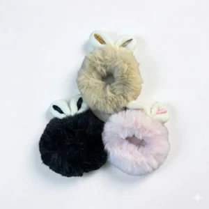 Cute Plush Bunny Hair Scrunchies (Set of 3)