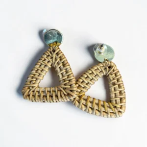 Geometric Triangular Wooden Earrings