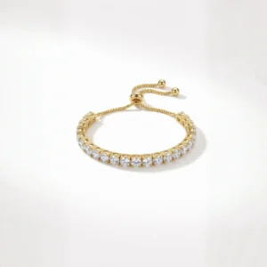 Elegant White Zircon Golden Bracelet – Adjustable Sparkle